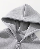 Men's Gray Hooded Sweatshirt Set Two-Piece Solid Color Casual Winter Wear Breathable Long Sleeve Customizable Colors 380g