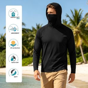 Nouveau 2026 – Sweat à capuche de pêche gris-bleu pour homme, protection solaire UPF 50, masque facial intégré, manches longues, anti-UV, ODM OEM - Product Image 3