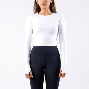 Manufacturer Long Sleeve Women <b>Compression</b> Shirt Custom Thumb Hole Design Blank Women Gym Fitness Sports Top High Quality Shirt - Product Image 1