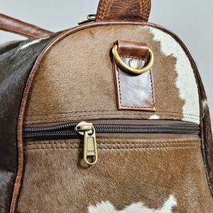 Bolsa de Viaje de Cuero Vacuno con Asas Marrones, Cierre de Cremallera, Gran Capacidad, Bolsa de Fin de Semana - Product Image 6