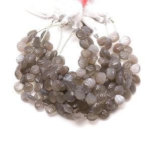 Cuentas de piedra lunar gris natural talladas en forma de concha de 9-10 mm, cuentas de piedras preciosas talladas a mano con orificio lateral, cuentas sueltas de piedra lunar gris para joyería. - Product Image 2