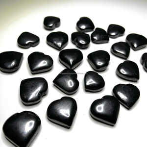 Shungite noire russe naturelle hautement polie sculptée à la main en cristal de coeur gonflé artisanat pierre semi-précieuse pour le Reiki Feng Shui - Product Image 6