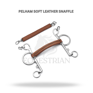 Bocado de cuero suave Pelham para caballo, equipo de equitación - Product Image 2