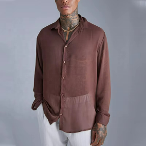 Private Custom Cool Fashion Short Sleeve <b>Shirt</b> Custom Men <b>Black</b> Satin Silk High Quality Shiny Button <b>Shirt</b> - Product Image 2