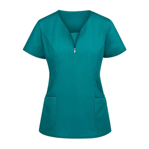 Haut de blouse médicale confortable, uniforme d'infirmière d'hôpital, tissu extensible à séchage rapide, col en V, design unisexe pour tenue médicale - Product Image 1