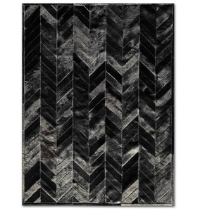 Tapis en cuir de vache noir fait à la main avec poils de vache véritable Tapis en cuir de vache véritable pour la décoration intérieure et extérieure de la maison et du bureau - Product Image 3