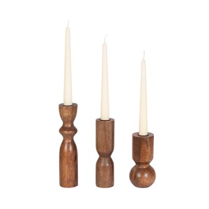 Mango Wood Hurricane Candle Holder <b>Set</b>-<b>Square</b> Handmade Modern Minimalist Design Wholesale - Product Image 1