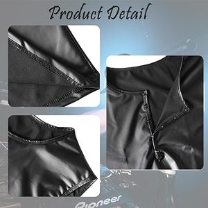 เสื้อกล้ามหนังเทียมสำหรับผู้ชายเสื้อกล้ามหนังเทียมสำหรับผู้ชายคอกลมใส่สบายไหล่กว้างหนังสิทธิบัตร - Product Image 3