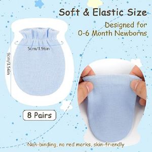 Mitaines anti-griffures pour nouveau-nés, 100% coton, douces et respirantes, mitaines pour bébés, mitaines réglables pour nouveau-nés, vente en gros - Product Image 5