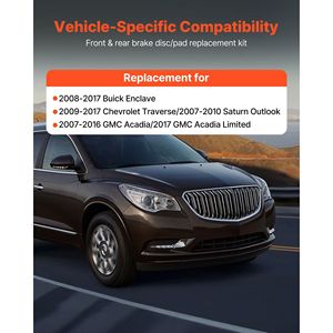 Kit di Riparazione Freni Anteriori e Posteriori Compatibile per Buick Enclave 2008-2017, Chevrolet Traverse 2009-2017, Saturn Outlook 2007-2010 - Product Image 2