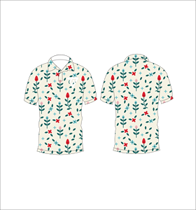 เสื้อโปโลผู้ชายพิมพ์ลายดอกไม้สีครีมแขนสั้นลำลองแฟชั่นฤดูร้อนเสื้อกอล์ฟ - Product Image 6