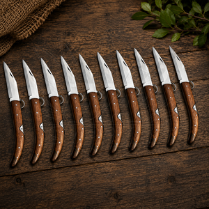 UA Supplies OEM Carbon Steel Drop Point Folding Pocket Knife Wooden Handle 8in Overall Length 0.5mm Blade Thickness - Product Image 1