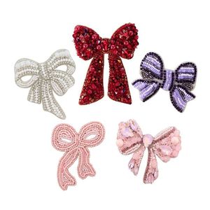 Magnifique nœud pour cheveux brodé à la main avec perles de rocaille, nœud pour cheveux chic avec motif brodé élégant - Product Image 4