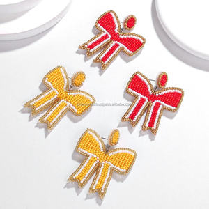 Pendientes de Lazo Hechos a Mano con Cuentas de Semillas de Flores Estilo Bohemia, Joyería Colgante Unisex Multicolor, Regalo Personalizado - Product Image 3