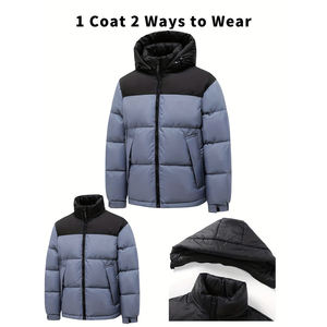 Abrigo con Capucha para Hombre, Invierno 2026, Impermeable, con Cierre, Chaqueta Acolchada, Talla Grande, Ecológica, de Manga Larga, Aislante - Product Image 4