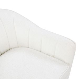 Poltrona Moderna Mid-Century in Tessuto Chenille Bianco con Schienale Trapuntato a Canale, Gambe in Legno Marrone, Arredamento in Legno Massello per Soggiorno - Product Image 5