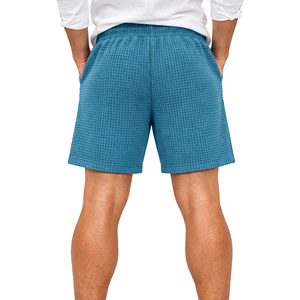 Wholesale <b>Mens</b> Waffle Knit <b>Shorts</b> Premium Casual <b>Lounge</b> <b>Shorts</b> Elastic Waist Drawstring Gym Workout Training Fitness Sportswear - Product Image 3