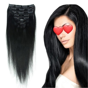 Extensiones de cabello Remy indio crudo 28-30 pulgadas onda recta Clip-On cinta suave Ins pelucas para trenzar y rizar - Product Image 1