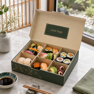 Boîte à sushi de luxe en carton rigide rectangulaire, impression UV, emballage alimentaire haut de gamme, design personnalisé - Product Image 6