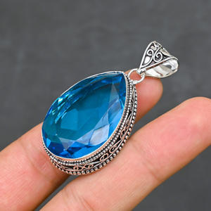 Blue 925 Silver Luxury <b>Statement</b> <b>Necklace</b> with Chain Type Other 22g Weight - Product Image 4