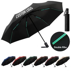Custom Logo <b>Windproof</b> Double Ribs Automatic Folding <b>Umbrella</b> Reinforced Frame Durable Business Travel Luxury Wholesale - Product Image 1