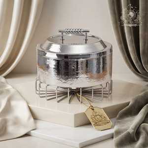 Plat de service isotherme en laiton doré martelé pour buffet, chauffe-plats, vaisselle de cuisine, récipient de table - Product Image 6