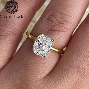 Bague de fiançailles en moissanite taille coussin Charm Jewels, certifiée IGI, 3 grammes, sertie à griffes, style classique pour femme - Product Image 4