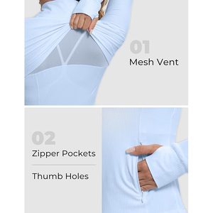 Veste de yoga pour femme sur mesure ODM, col montant, coupe ajustée, haut de sport athlétique - Product Image 4