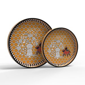 Bandeja de Servir Moderna de Madera con Estampado Amarillo, Acabado Lacado Ecológico y Duradero, Diseño de Madera, Multiusos, Decorativa - Product Image 5