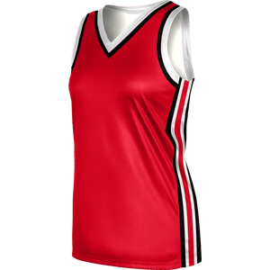 Camiseta de Baloncesto Sublimada Personalizada para Mujer, Sin Mangas, Roja, Negra y Blanca, de Secado Rápido, Transpirable, con Cuello en V, Uniforme Deportivo para Equipo - Product Image 1