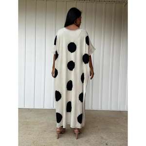 Vestido Kaftán Maxi con Estampado de Puntos, Ecológico y Natural para Mujer, Corte Holgado, Informal - Product Image 4