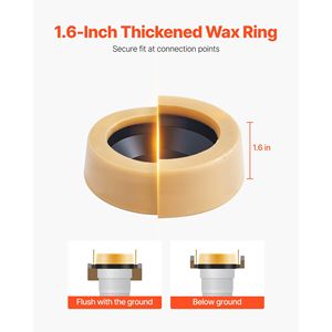 Toilet Wax <b>Ring</b> Kit with Rust Resistant Brass Bolts Caps Washers 1.6 Inch Extra <b>Thick</b> Wax <b>Ring</b> for 3 I Toilet Bowls - Product Image 3