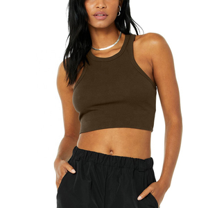 KAALS INDUSTRIES 2022 Nouveauté Débardeur Femme Côtelé Respirant en Toile Tricotée Personnalisable avec Logo Style Hip Hop Vintage Blanc et Noir pour l'Été - Product Image 1