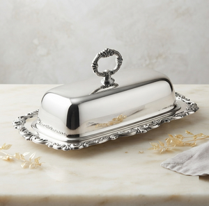 Plateau à beurre en métal au design minimaliste, vaisselle de cuisine, best-seller, plat à beurre en acier inoxydable avec couvercle - Product Image 1
