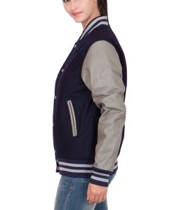 Chaqueta Universitaria de Lana Estilo Béisbol Vintage para Mujer, Talla Grande, Completamente Acolchada, Mangas de Cuero Genuino - Product Image 6