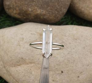 Anillo de Plata de Ley 925 con Punta de Cristal Natural Transparente, Cuarzo Curativo, Joyería Clásica Espiritual para Mujer, Ideal para Fiestas - Product Image 2
