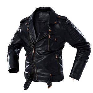 Chaqueta de Cuero Formal para Hombre, Estilo Motero, Impermeable, Cortavientos, con Cuello Solapa, Personalizable, Ropa Exterior para Hombre - Product Image 3