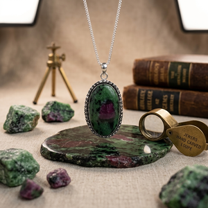 Wholesale Natural <b>Ruby</b> Zoisite Oval Cabochon Pendant Brass Bezel Gemstone Pendant Handmade Statement Jewelry Pendant <b>Necklace</b> - Product Image 3