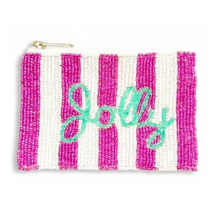 Monedero Pequeño Bordado a Mano con Letras y Cuentas, Cierre de Cremallera, Lujoso, Ecológico, Creativo, para Llaves, Efectivo, Tarjetas, Maquillaje, para Mujer - Product Image 1