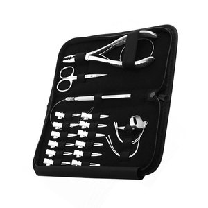 Professional Hair Extension Plier Kit Micro Ring <b>Beads</b> Loop <b>Needle</b> Pulling Hook Tool Hair Extension Installation Removal Kit - Product Image 4