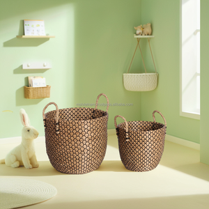 Cesta de almacenamiento de algas marinas tejidas redondas de alta calidad en color natural-Material plástico duradero de Vietnam - Product Image 5
