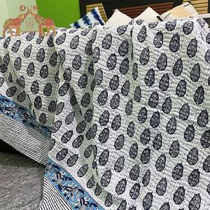 Handmade Modern Design Cotton Bedding Set Quilted Kantha <b>Bedcover</b> with Print Pattern Washable Quilted <b>Bedcover</b> - Product Image 2