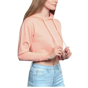 Sudadera con capucha corta blanca para mujer, estilo Y2K, con cordones en la cintura, manga larga, con capucha y cordón ajustable, directo de fábrica, OEM personalizado - Product Image 6