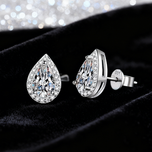 Pear Cut Moissanite <b>Stud</b> Earrings Women's Classic Water Drop Shape Claw Setting Wedding Jewelry S925 Sterling <b>Silver</b> - Product Image 3