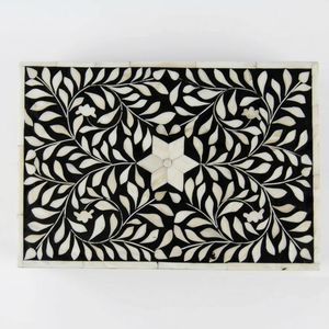 Bela Artisan Handmade Bone Inlay Decorative <b>Box</b> Floral Pattern Jewelry Organizer Luxury Resin Home Decor Trinket Living Room - Product Image 3