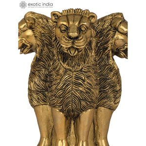 Tenture murale creuse fabriquée à la main de 6.7 pouces Ashoka Stambh fabriquée en Inde-l'emblème national de l'Inde - Product Image 1