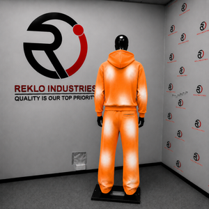Custom Mens <b>Orange</b> Washed Tracksuit Full Zip <b>Hoodie</b> Sweatpants Set Wholesale Casual Streetwear Jogging Sportswear Outfit For Men - Product Image 4