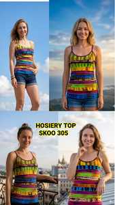 Haut de bonneterie bohème haute couture pour femmes Design floral multicolore Respirant et taille naturelle ODM Supply - Product Image 3
