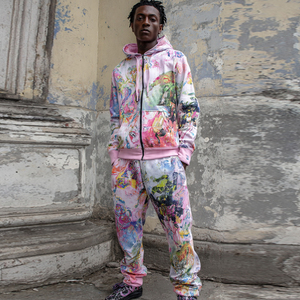 Custom Sublimation 100% Polyester Sweatsuit Men Wholesale Sportswear Sublimation Sweat Suits Printed Zipper Jacket <b>Pants</b> Set - Product Image 2