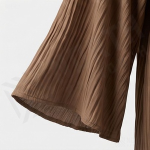 Pleated Abaya <b>Bell</b> Sleeves For Women Islamic Modest Wedding Clothing Silk Polyester Floor Length Elegant Design Custom Size - Product Image 5